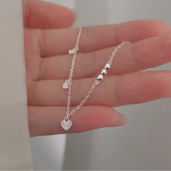 925 Sterling Silver Fashion Temperament Heart Bracelet Jewelry Women Wedding - Picture 3 of 5